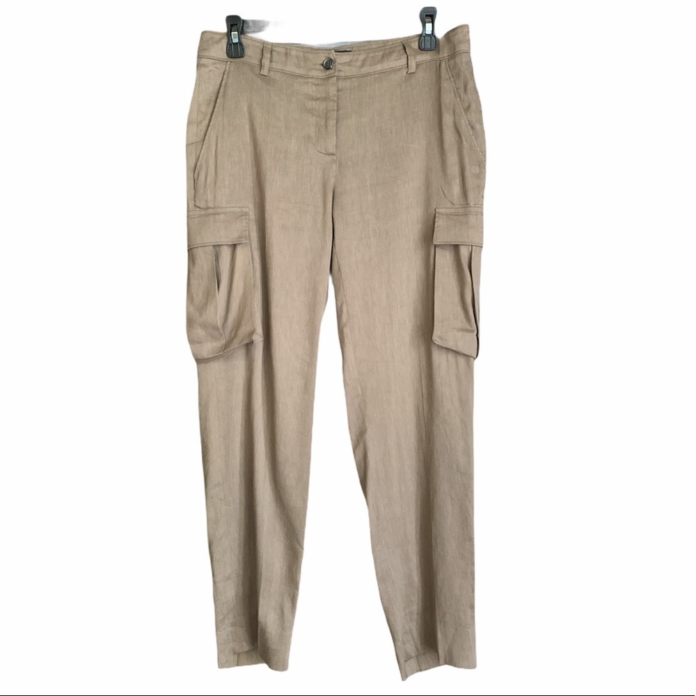 Piazza Sempione Linen Blend Cropped Cargo Pants